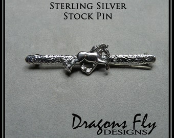 Horse Stock Pin -Sterling Silver Horse Brooche - Dressage Pin Stock Tie Stock Pin Friesian Baroque equine Horse Jewelry Brooch Horse Pin