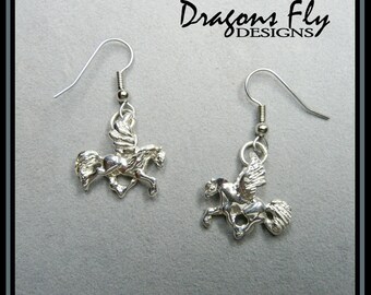 Pegasus Earrings Guardian Angel Earrings Flying Horse Jewelry Earrings Equine Baroque Horse