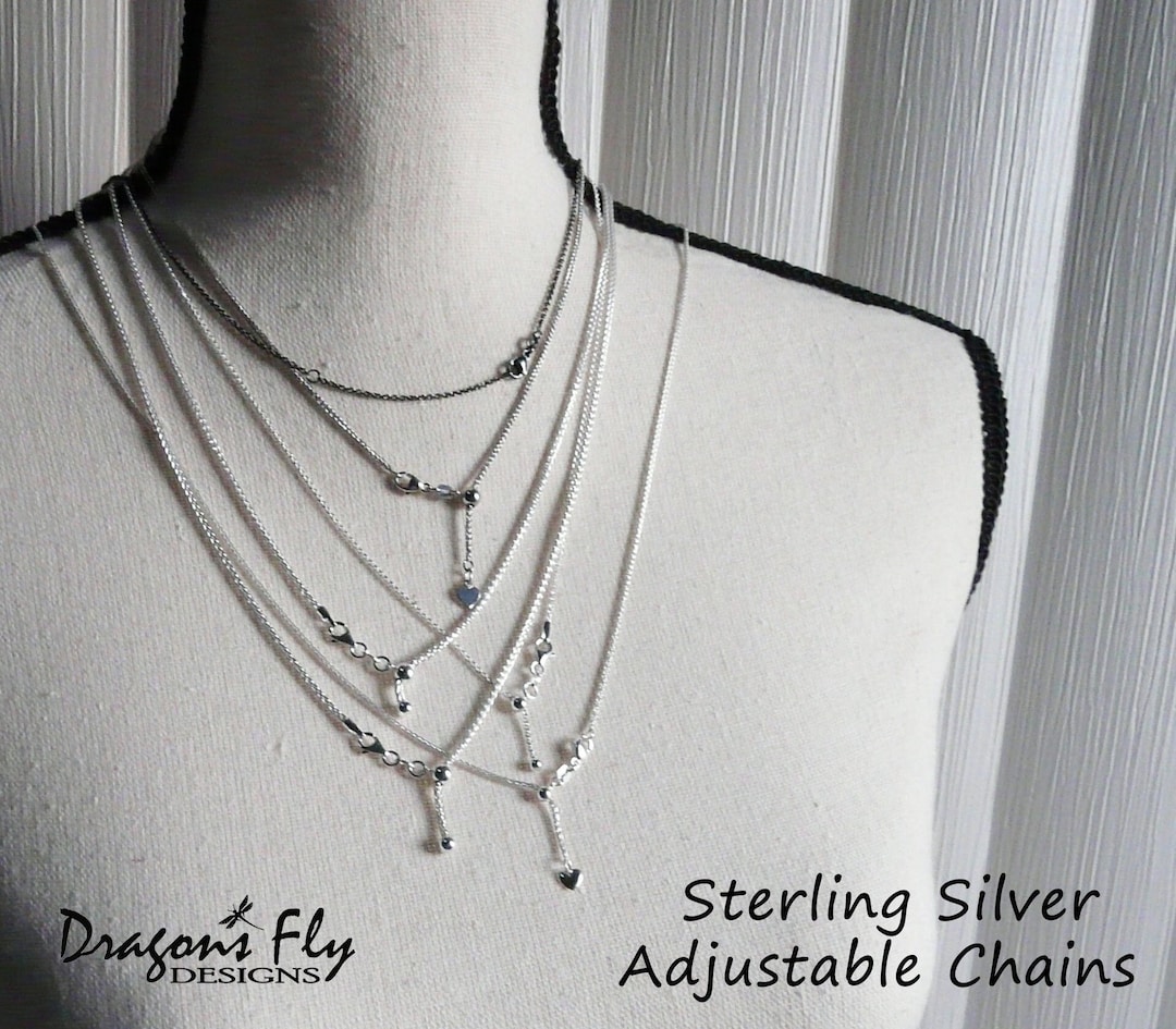 Sterling Silver Adjustable Chain Wheat Cable Rhodium Ruthenium Silver ...