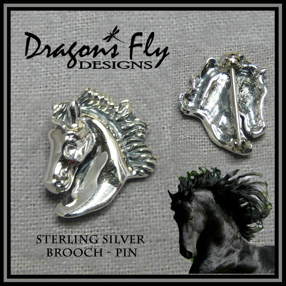Horse Jewelry set Galloping Friesian bracelet and Friesian Stallion head earrings