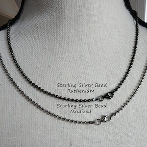 Sterling Silver Chain-Dark Sterling Silver Necklace Antiqued Oxidized Silver-Ruthenium Black Silver Chocolate Box Wheat-Cable-Bead-Snake image 7