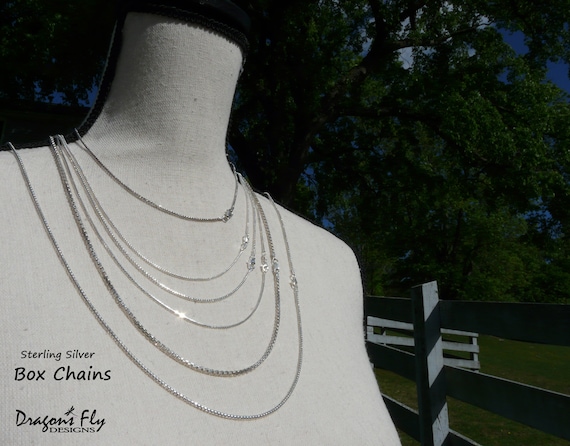 925 Sterling Silver 1.1mm Square Beaded Chain Necklace 9-24 925 Sterling Silver 1.1mm Square Beaded Chain Necklace 9-24
