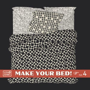 MYB No.04: Black and Cream bedding collection - graphic prints with a modern aesthetic, printed duvet cover, sheet set, pillow sham