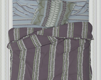 18. Western Stripe Italian Cotton Bedding: Duvet Cover, Sheets, Pillow Sham - Lisa Jenks