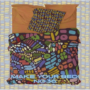 MYB No.36: Moody Colored Mixed Patterned Bedding Boho Collection-printed duvet cover, sheet set, and pillow sham, items sold separately