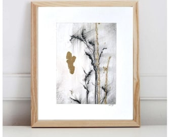Gold Leaf & Dried Wildflower Art: Organic Botanical Wall Decor - made to order (11x14)