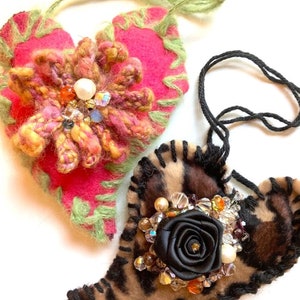 Vintage Crystal Jeweled Lavender Heart Sachet: Hanging Scented Sachet