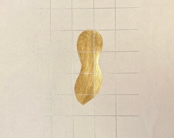 Caged golden peanut, original painting on old book page