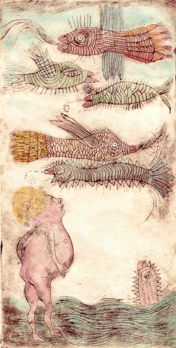 FLYING FISH dreams Children decor Nursery Decor Art Print. Etsy