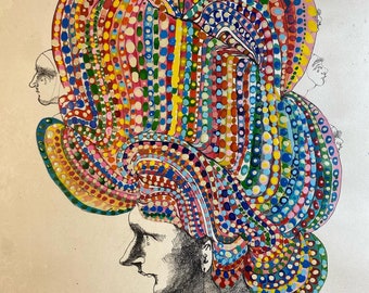 The lady with the bejeweled hair, original art