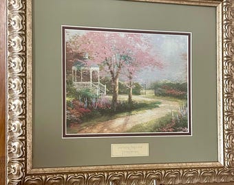 Framed Thomas Kinkade “Morning Dogwood” Library Edition Collectible Art Print