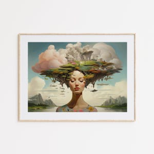 Pilz Mädchen Poster, Pilz Kunst, Psychedelisch, Retro Print, Surreale Kunst, Trippy Wandkunst, Vintage Wandbild, Trippy Wandkunst, Wohndekor