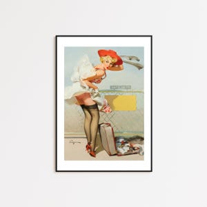Passenger Pin Up Girl, Pin-Up Print, Pinup Girl, Pin-up Art, Retro Art, Vintage Art, Pin up Print, Retro Print, Trippy Wall Art, Home Decor,