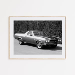 Chevrolet El Camino Ss 1970, Classic Cars, Coupe Pickup Truck, Black and White, Wall Art, Car Lovers Gift, Car Enthusiasts Poster,Car Gift