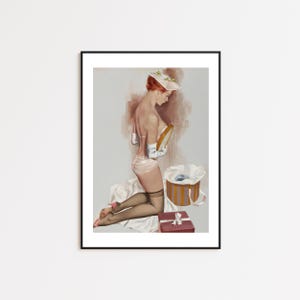 Pin-Up Print, Pinup Girl, Pin-up Art, Retro Art, Vintage Art, Pin up Print, Retro Print, Trippy Wall Art, Pin Up Painter Girl, Home Decor,