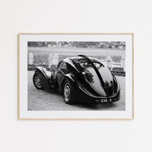 Bugatti Type 57 1938 Poster, Tournürenwagen-Druck, schwarz und weiß, Wandkunst, Wanddekor, Autogeschenk für Autoliebhaber, Autogeschenk