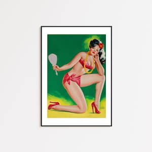 Sexy Pin Up Girl Print, Pin-Up, Pinup Girl, Pin-up Art, Retro Art, Vintage Art, Pin up Print, Retro Print, Trippy Wall Art, Home Decor,