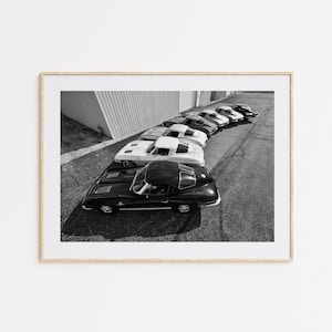 Chevrolet Corvette Poster, Amerikanischer Sportwagen Druck, Schwarz und Weiß, Wandkunst, Wanddekor, Auto-Liebhaber Geschenk, Auto-Enthusiasten Poster, Auto Geschenk