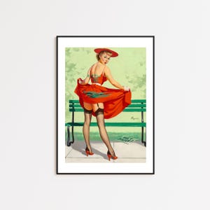 Sexy Pin Up Girl Print, Pin-Up, Pinup Girl, Pin-up Art, Retro Art, Vintage Art, Pin up Print, Retro Print, Trippy Wall Art, Home Decor,