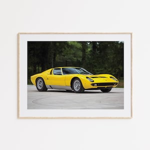 Impressão Lamborghini Miura P400 SV 1971, carro italiano, fotografia de automóvel, decoração de automóvel, arte de parede, presente de carro icônico, arte para entusiastas de carros