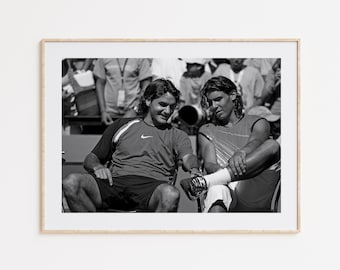 Rafael Nadal Print, Roger Federer Poster, Black and White Wall Art,Vintage Wall Art, Photograph Prints, Tennis Gift, ATP Fans, Sport Gift