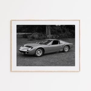 Impressão de Lamborghini Miura de 1966, carro italiano, fotografia de automóvel, decoração de automóvel, arte de parede, presente de carro icônico, arte de entusiastas de carros