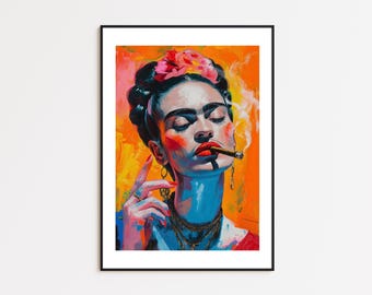 Frida Kahlo,Frida Kahlo Inspired Art Print, Bold Colorful Woman Portrait Poster, Modern Feminist Wall Art, Statement Art Print, Home Poster