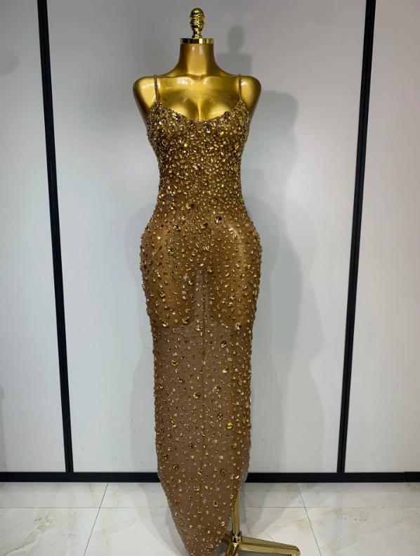 blinged out birthday dresses Luxury Bling Bling Long Mermaid Evening Party Dresses Women Pageant Go –  Siaoryne main image 1