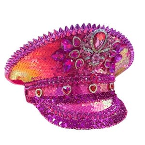 Rhinestone Pink Captain Hat - Etsy display picture 1
