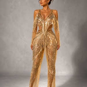 Gold Jumpsuit Women Halloween - Etsy Gold Jumpsuit Women Halloween - Etsy