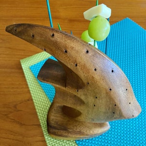 monkeypod wood fish tiki bar buffet appetizer holder image 3