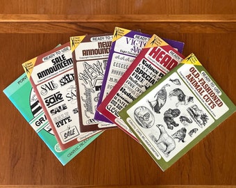 6 bundle vintage graphic clip art books animals, arrows, headlines scrapbooking supplies