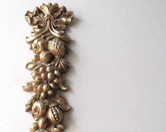 gold wall decor cascading fruit vintage syroco wall hanging buy one or a pair
