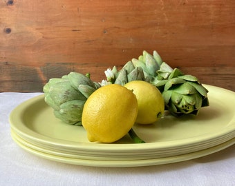 lemon yellow vintage metal tray - large oval serving tray