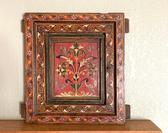 rustic Indian window frame - painted rajasthani boho decor wall art