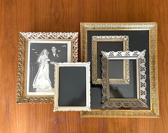 ornate vintage picture frame choice wedding decor 5x7 or 8x10 filigree metal frame gold silver whitewash