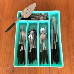 Kingston stainless replacement flatware black composite handles dinner salad forks knives image 2