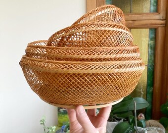 vintage rattan wicker nesting baskets set of 4 - photo prop