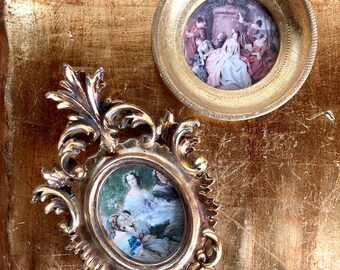 tiny gold florentine frames made in italy - small vintage portraits