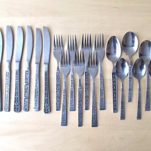 midcentury stainless flatware mix and match - floral panel scroll spanish revival - place setting or single piece