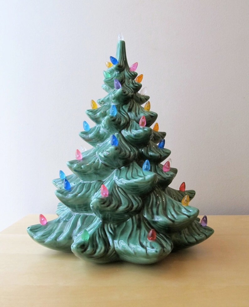 Vintage ceramic christmas tree with lights blue spruce | Etsy