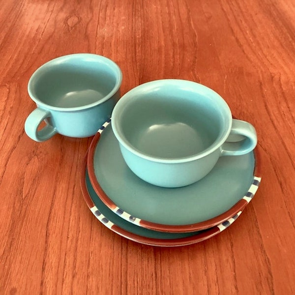 dansk Mesa turquoise cup and saucer set of 2