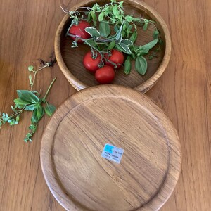 vintage teak round ribbed salad bowl Kalmar teak serving bowl made in thailand image 7