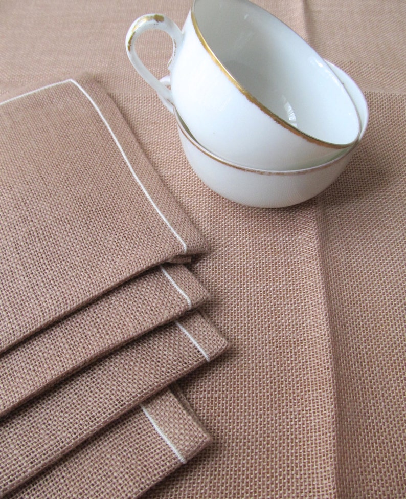 Vintage irish linen tablecloth and napkins sand beige taupe Etsy