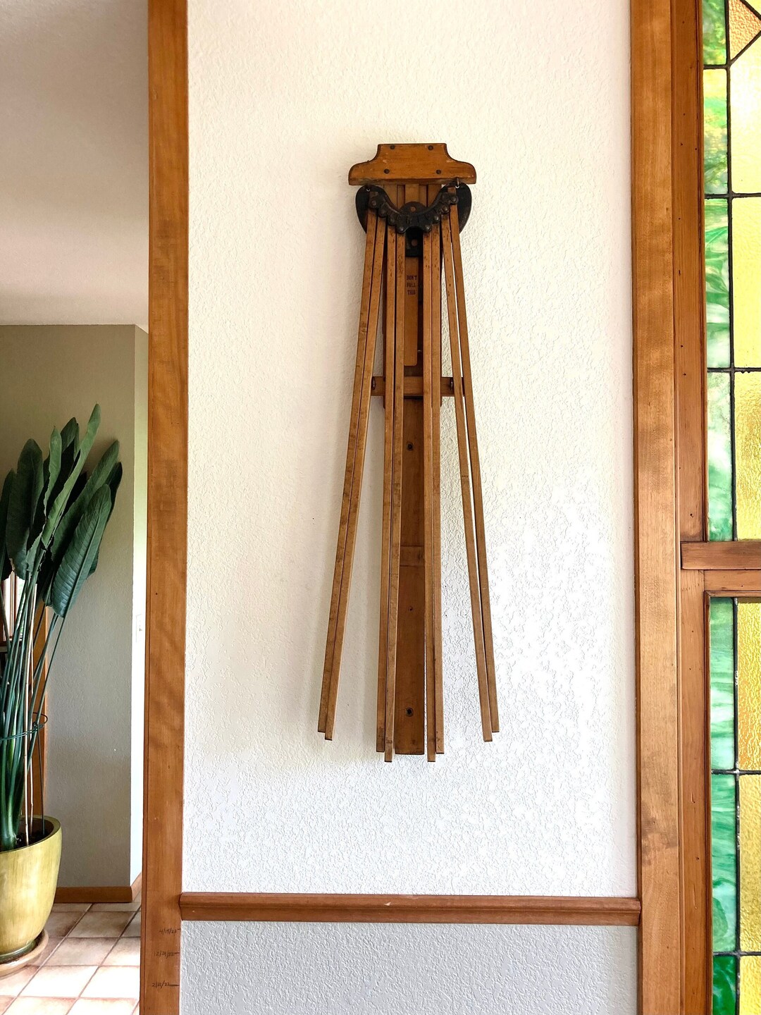 Rustic Antique Wood Laundry Rack 8 Arm Wall Mount American Brand ...