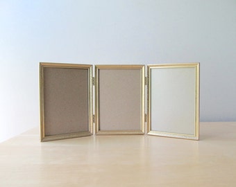 vintage hinged brass picture frame - double or triple photo frames many sizes 4x5 5x7 8x10