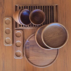 vintage Selandia teak wood condiment tray or votive holder image 7