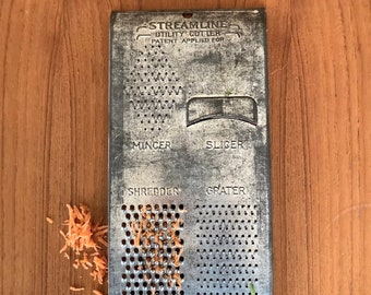 the Streamline Utility Cutter vintage metal grater shredder slicer - primitive kitchen decor