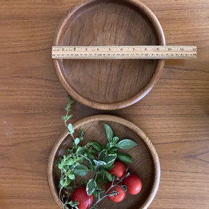 vintage teak round ribbed salad bowl Kalmar teak serving bowl made in thailand image 8