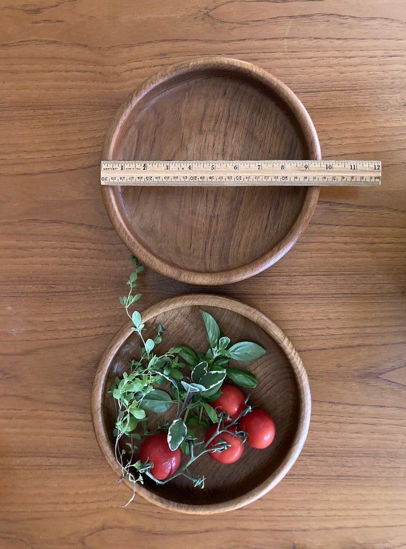 vintage teak round ribbed salad bowl Kalmar teak serving bowl made in thailand image 8